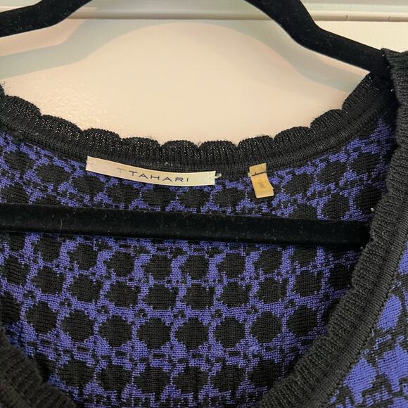 Tahari Women's Sleeveless Sweaterdress Navy Black‎ Wool Size Small Petite - Picture 4 of 9